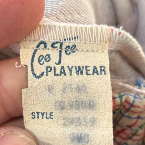 VINTAGE CEE TEE PLAYWEAR PLAID DOG PATCH OVERALLS OUTFIT SIZE 9 MONTHS - Picture 4 of 5